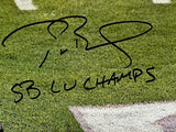 TOM BRADY Signed "SB LV Champs" Super Bowl 16 x 20 Framed Photograph FANATICS