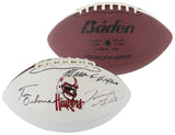 Warren Buffett, Tom Osborne & VInce Gill Signed White Panel Logo Football PSA