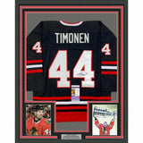 FRAMED Autographed/Signed KIMMO TIMONEN 33x42 Chicago Black Jersey JSA COA Auto