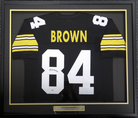 STEELERS ANTONIO BROWN AUTOGRAPHED SIGNED FRAMED BLACK JERSEY PSA/DNA 107966