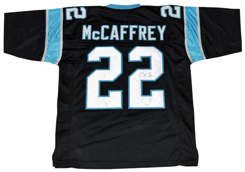 CHRISTIAN McCAFFREY AUTOGRAPHED CAROLINA PANTHERS #22 BLACK JERSEY JSA