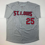 Autographed/Signed Mark McGwire St. Louis Grey Baseball Jersey JSA COA