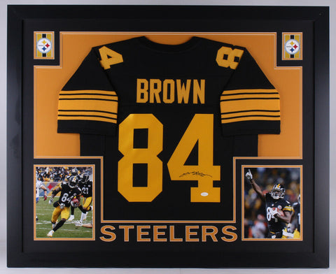 Antonio Brown Signed Steelers 35x43 Custom Framed Jersey (JSA) 6x Pro Bowl W.R.