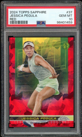 2024 Topps Chrome Sapphire Tennis Red /5 #37 Jessica Pegula RC PSA 10 GEM MINT