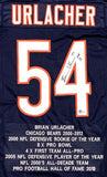 Brian Urlacher Signed Chicago Bears Career Stat Jersey Inscribed HOF 18/ Beckett