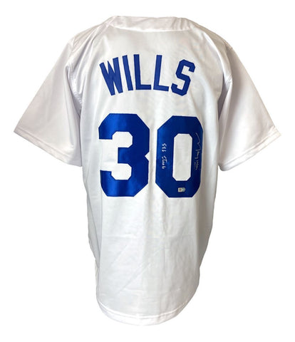 Maury Wills Los Angeles Signed White Baseball Jersey 586 Steals Sports Integrity