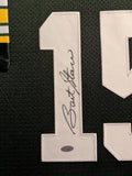 SUEDE FRAMED GREEN BAY PACKERS BART STARR AUTOGRAPHED SIGNED JERSEY STEINER HOLO