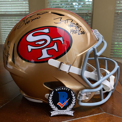 JOE MONTANA JERRY RICE & STEVE YOUNG SAN FRANCISCO 49ERS FS REPLICA HELMET BAS