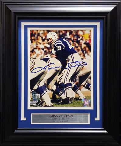 Johnny Unitas Autographed Framed 8x10 Photo Baltimore Colts Beckett BAS #BN16051