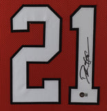 Deion Sanders Signed Atlanta Falcons 35x43 Framed Jersey (Beckett Hologram) DB