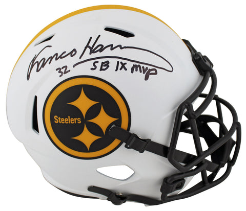 Steelers Franco Harris "SB IX MVP" Signed Lunar F/S Speed Rep Helmet BAS Witness