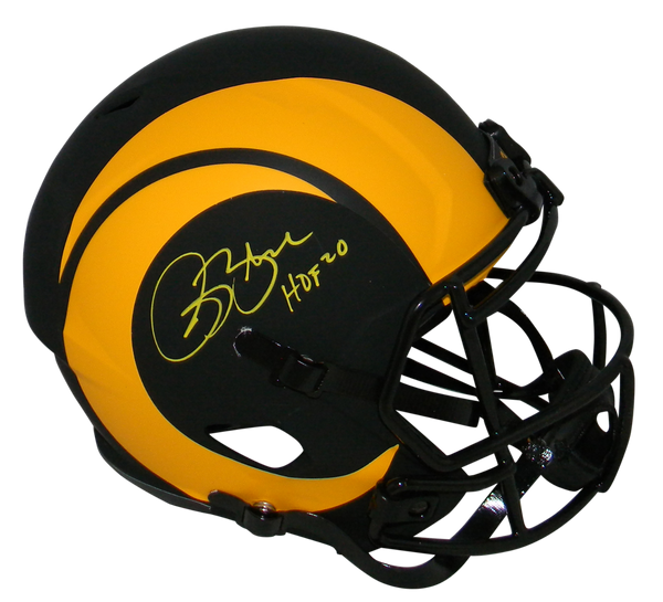 ISAAC BRUCE AUTOGRAPHED ST LOUIS RAMS ECLIPSE SPEED FULL SIZE HELMET W/ HOF 20