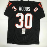 Autographed/Signed ICKEY WOODS Cincinnati Black Football Jersey JSA COA Auto