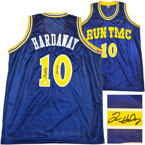 WARRIORS TIM HARDAWAY AUTOGRAPHED BLUE JERSEY "HOF 2022" BECKETT WITNESS 232599