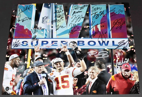 PATRICK MAHOMES ANDY REID BOLTON SUPER BOWL LVII CHIEFS TEAM SIGNED 16x20 PHOTO