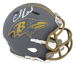 Ravens Ed Reed Authentic Signed Slate Speed Mini Helmet W/ Case BAS Witnessed