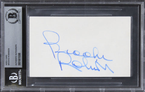 Orioles Brooks Robinson Authentic Signed 3x5 Index Card BAS Slabbed 2