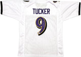 BALTIMORE RAVENS JUSTIN TUCKER AUTOGRAPHED SIGNED WHITE JERSEY JSA STOCK #232738