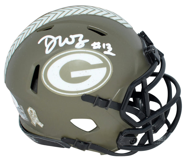 DONTAYVION WICKS SIGNED GREEN BAY PACKERS SALUTE TO SERVICE MINI HELMET JSA