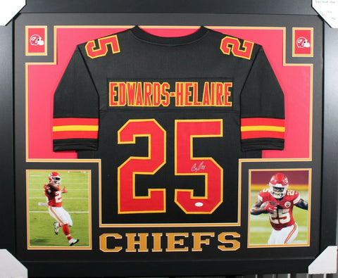 CLYDE EDWARDS-HELAIRE (Chiefs bl SKYLINE) Signed Autographed Framed Jersey JSA