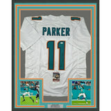 FRAMED Autographed/Signed DEVANTE PARKER 33x42 White Football Jersey JSA COA