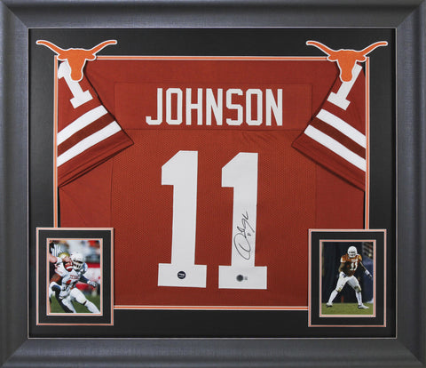 Texas Derrick Johnson Signed Burnt Orange Pro Style Framed Jersey BAS Witnessed