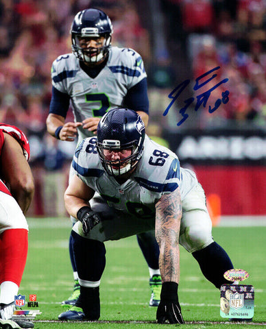 JUSTIN BRITT AUTOGRAPHED 8X10 PHOTO SEATTLE SEAHAWKS MCS HOLO STOCK #107526