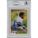 Tony Dorsett Autographed 1981 Topps 500 Slabbed Trading Card Beckett 45908