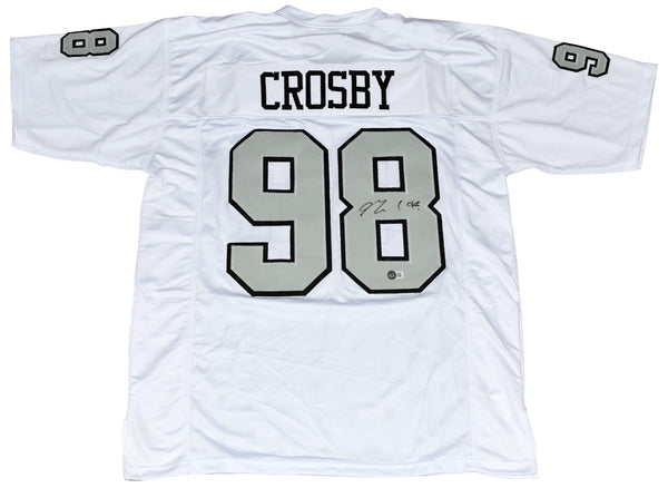 MAXX CROSBY SIGNED AUTOGRAPHED LAS VEGAS RAIDERS #98 WHITE JERSEY BECKETT