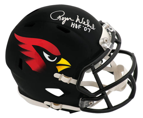 Roger Wehrli Signed Cardinals 2022 Black Riddell Mini Helmet w/HOF'07 -(SS COA)