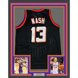 Framed Autographed/Signed Steve Nash 35x39 Phoenix Black Jersey Beckett BAS COA