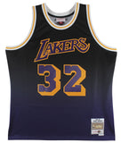 Lakers Magic Johnson Signed Black Two-Tone M&N 1984-85 HWC Swingman Jersey BAS W