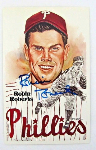 Robin Roberts Philadelphia Phillies Signed 1981 Authentic Perez-Steele Postcard