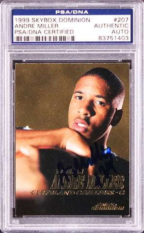 Cavaliers Andre Miller Signed 1999 Skybox Dominion #207 Card PSA/DNA Slabbed