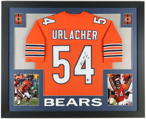 Brian Urlacher Signed Chicago Bears 35x43 Framed Jersey Inscd. "HOF 18" (Becket)