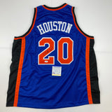 Autographed/Signed Allan Houston New York Blue Basketball Jersey PSA/DNA COA