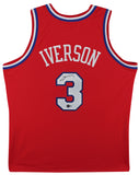 76ers Allen Iverson Signed Red 2002-03 M&N HWC Authentic Jersey BAS Witnessed