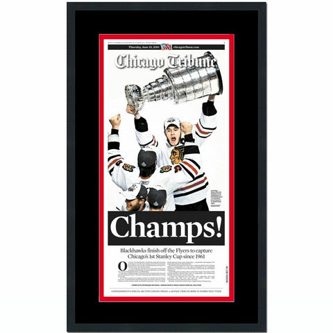 Framed Chicago Tribune Blackhawks Champs 2010 Stanley Cup Newspaper 17x27 Photo