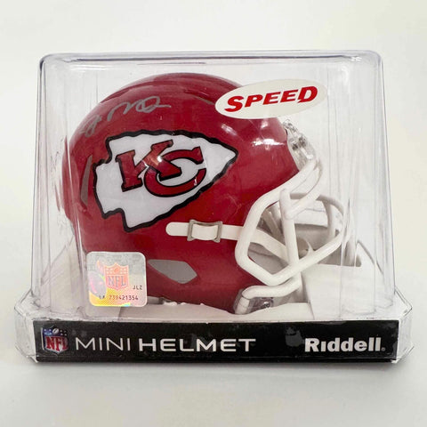 Autographed/Signed Joe Montana KC Chiefs Red Mini Football Helmet Fanatics COA