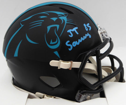 Ja'Tavion Sanders Autographed Panthers Eclipse Black Mini Helmet Beckett BM48199