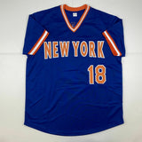 Autographed/Signed DARRYL STRAWBERRY New York Blue Baseball Jersey PSA/DNA COA