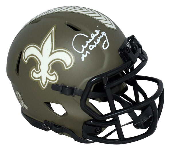 ARCHIE MANNING SIGNED NEW ORLEANS SAINTS SALUTE TO SERVICE MINI HELMET FANATICS