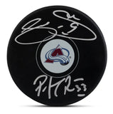 Joe Sakic / Patrick Roy Autographed Avalanche Hockey Puck UDA LE 25