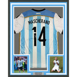 Framed Autographed/Signed Javier Mascherano 35x39 Argentina Blue Jersey BAS COA