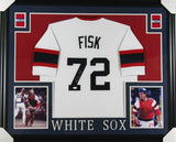 Carlton Fisk Signed Chicago White Sox 35"x 43" Custom Framed Jersey (JSA COA)