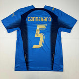 Autographed/Signed Fabio Cannavaro Italy Blue Soccer Futbol Jersey BAS COA