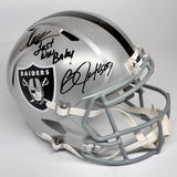 Bo Jackson & Marcus Allen Signed Los Angeles Raiders FS inscribed Rep Helmet BAS