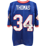 Thurman Thomas Autographed/Signed Pro Style Blue XL Jersey 91 MVP Beckett 48379