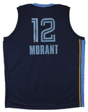 Ja Morant Authentic Signed Navy Pro Style Jersey w/ Blue Numbers Autographed BAS