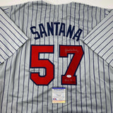 Autographed/Signed Johan Santana Minnesota Grey Pinstripe Jersey PSA/DNA COA